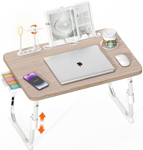Lap Desk for Bed Adjustable Height with USB Port 23.6" x15.7" Desktop