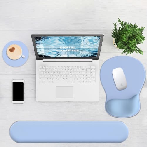 Ergonomic Mouse Pad with Wrist Rest and Keyboard Wrist Rest, Gel Mousepad