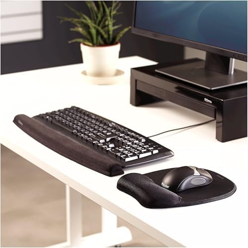 Fellowes Memory Foam Mouse Pad/Wrist Rest- Black (9176501),(Pack of 4)