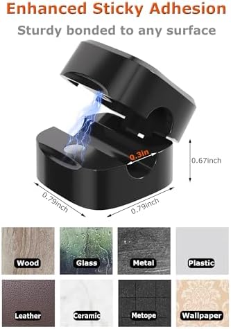 Magnetic Cable Clips, Adjustable Cord Holder Management, Adhesive Wire Keeper Organizer for Home Office Desk Phone PC Car Wall Desktop Nightstand Appliance (9-Pack Black)