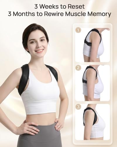 Back posture corrector, suitable for both men and women,advanced fabric back corrector,available for all day use, invisible confidence and maximum breathability, essential for office prolonged sitting (Medium)