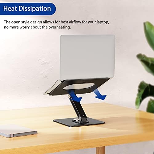 BESIGN LSX7 Laptop Stand with 360 Rotating Base, Ergonomic Adjustable Notebook Riser, Foldable Computer Holder Compatible with 10-15.6" Laptops (Black)