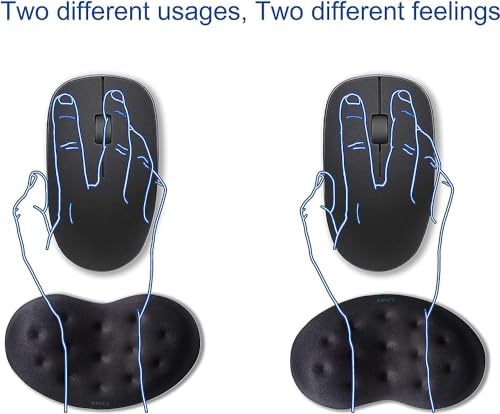 BRILA Ergonomic Memory Foam Mouse Wrist Rest Support Pad Cushion for Computer, Laptop, Office Work, PC Gaming - Massage Holes Design - Wrist Pain Relief (Black Mouse Wrist Rest)