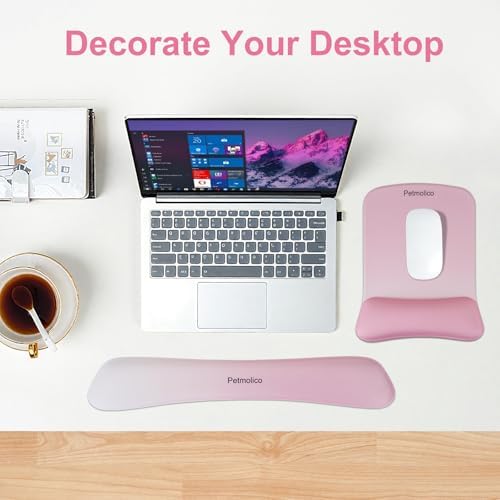 Petmolico Ergonomic 2Pcs Wrist Rest Set for Keyboard and Mouse, Pink