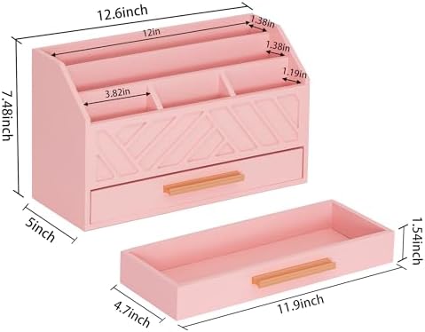 Desk Organizer with Drawer, Countertop Bill Mail Organizer and File Storage