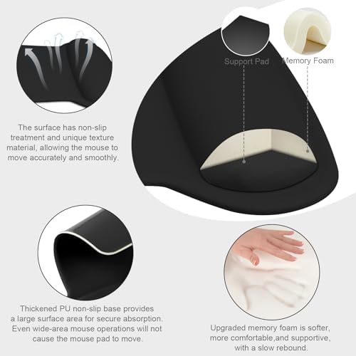MOSISO Wrist Rest Support for Mouse Pad & Keyboard Set, Black
