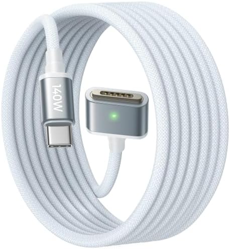 LISEN MacBook Air Charger Magnetic 140W Magsafe 3 Cable, Sky Blue 6.6FT