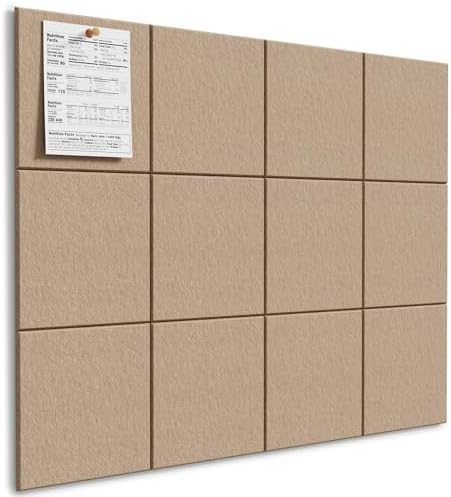 MaxGear Felt Bulletin Board 48" x 36", Tan Felt Wall Tiles Wall Decor
