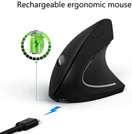 Ergonomic Mouse, High Precision Vertical Wireless Mouse, Rechargeable 2.4GHz Optical Vertical Mice, 3 Adjustable DPI 800/1200/1600 DPI, for Laptop, PC, Computer etc, Specially for Right-handers