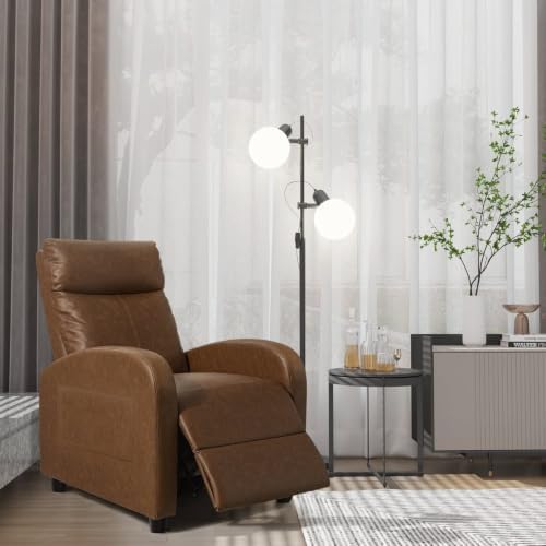 Homall Recliner Chair, Recliner Sofa PU Leather for Adults, Khaki Recliners