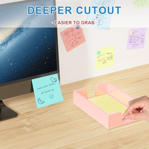 WINFFOR Acrylic Notepad Holder Dispenser - 4x6 in Sticky Note Memo Holder Self-Stick Note Pad Organizer (W/O Pads) Office Desk Accessories School Supplies, Lightpink