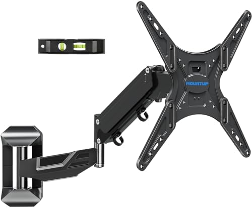 MOUNTUP Height Adjustable TV Wall Mount for 26-55 Inch TVs, Spring Arm Full Motion Articulating TV Bracket Mount with Smooth Swivel Tilt & Safe Corner Installation, 400x400mm VESA, 11-66 lbs