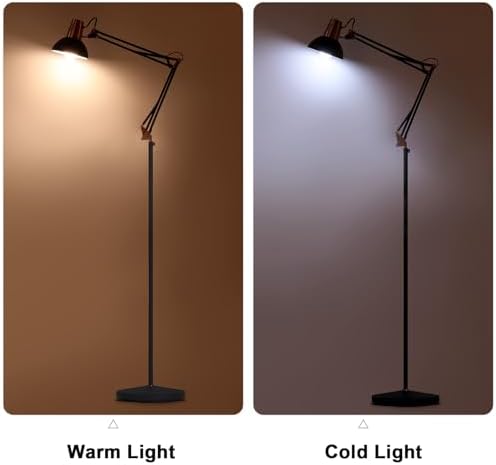 FIRVRE LED Floor Lamp, Vintage Metal Swivel Floors Lamp, 3 Usage Modes - Floors Lamp, Table Lamp and Clip Lamp, E26 Architectural Reading Lamp with Push Button for Bedrooms, Offices and Studios