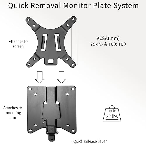 VIVO Adapter VESA Mount Quick Release Bracket Kit, Stand Attachment and Wall Mount Removable VESA Plate for Easy LCD Monitor and TV Screen Mounting, Stand-VAD2