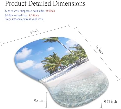 Gel Mouse Pad with Wrist Rest, Ergonomic Concave Wrist Support Mousepad with Non-Slip PU Base & Smooth Surface Comfortable Desk Accessories Mat for Office, Home Gaming and Study (Beach)