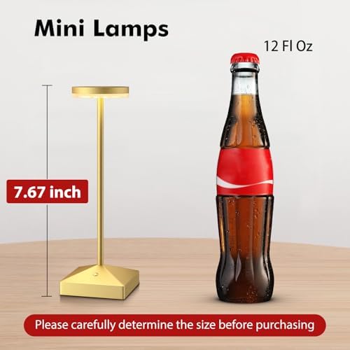 3 Pack Small Gold Rechargeable Cordless Table Lamps Dimmable
