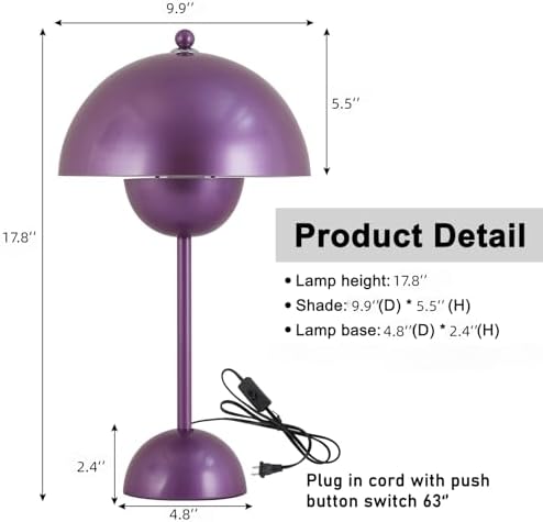 Creative Mid-Century Modern Bud Table Lamp for Home&Office, Pearl Violet