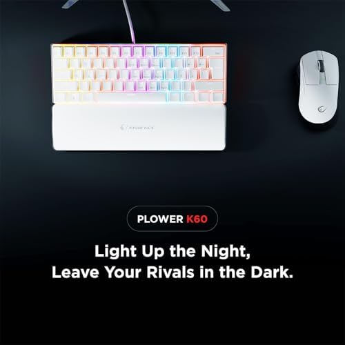 Rampage K60 Mechanical Gaming Keyboard – 62 Keys, Compact 60% Layout, Blue Switches, LED Backlit, Anti-Ghosting, Wired (White, Windows/Mac Compatible)