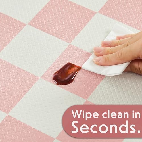 Ohocut Pink Checkered Kitchen Mats for Floor Set of 2, 2 Pcs Cushioned Non Slip Runner Rugs for Kitchen/Sink/Laundry, Comfort Aesthetic Cute Anti-Fatigue Foam Floor Mat 17.3"x29.5"+17.3"x47.2"