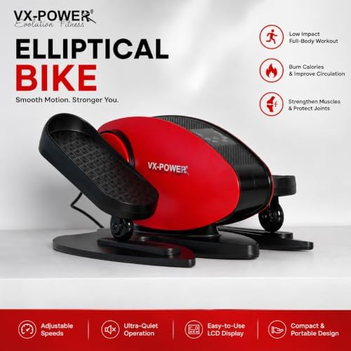 VX-Power Under Desk Elliptical Machine – Motorized Seated Leg Exerciser with 5-Speed Control, Silent Motor, Auto Shut-Off Safety Timer, Compact & Portable for Home, Office & Seniors