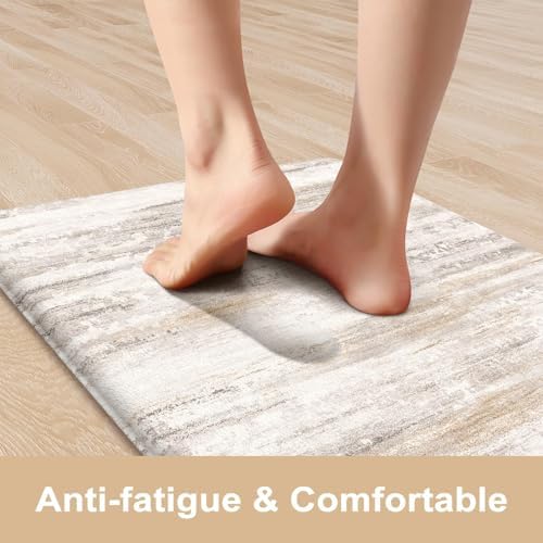 KIMODE Kitchen Mats Cushioned Anti Fatigue, Abstract Farmhouse Kitchen Rugs