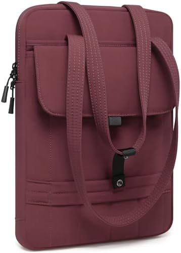 HYZUO 13.3-14 Inch Puffy Laptop Case Sleeve Padded Handbag, Wine Red