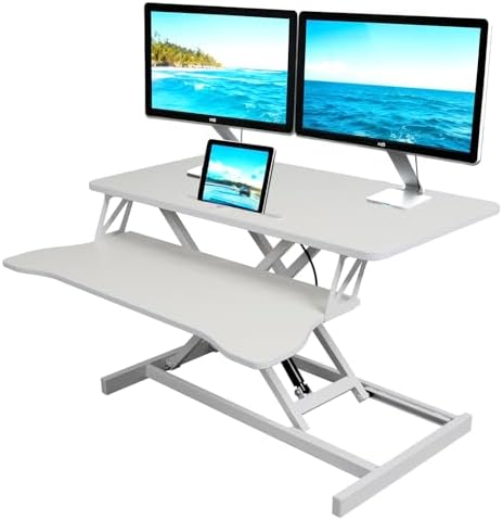 Standing Desk Converter, Height Adjustable, Dual Monitor with Keyboard Tray