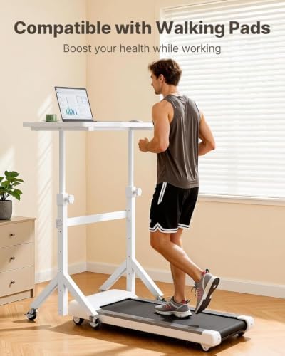 Marsail Mobile Standing Desk with Lockable Wheels and 6 Height Levels