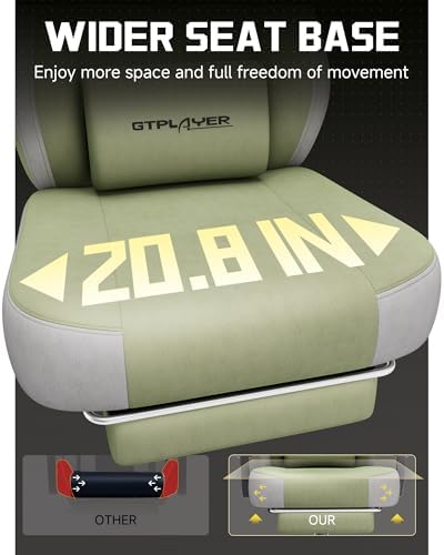 GTPLAYER Big & Tall Gaming Chair, Wide Seat with Footrest, Green