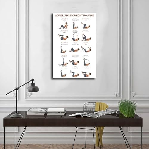 Lower Belly Abs Workout Lower Ab Exercises Core Floor Workout Chart Home Ab Core Home Gym Exercises Canvas Poster Wall Art for Living Room Bedroom Decor Unframe 16x24inch