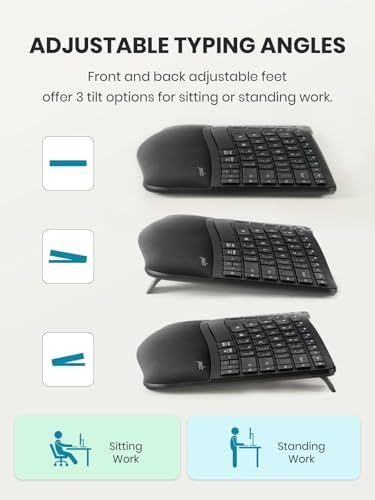 Perixx PERIDUO-606IIA 3-in-1 Wireless Compact Ergonomic Keyboard with Vertical Mouse and Numeric Keypad - Quiet Keys & Clicks - US English