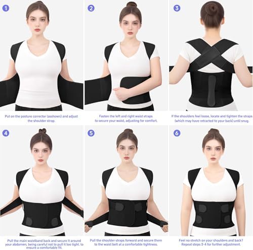 Back Brace Posture Corrector for Women and Men Upgraded Dynamic Traction Correction System Adjustable Shoulder Support Straightener Helps Reduce Upper Lower Back Pain Suitable for Hump Scoliosis Black Medium