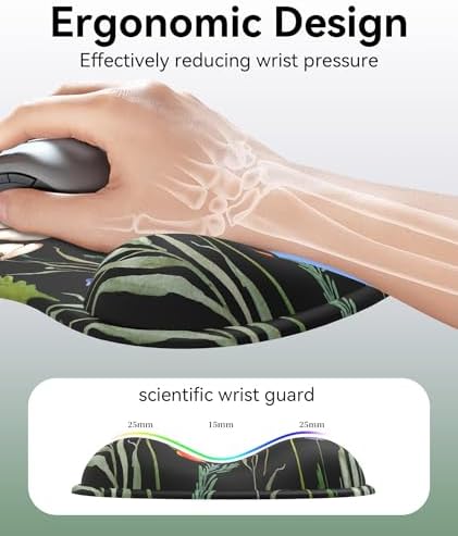 eulps Mouse Pad with Gel Wrist Rest, Ergonomic Comfortable Computer Wrist Support for Laptop, Pain Relief Mousepad with Non-Slip PU Base for Office & Home (Wildflower Night)