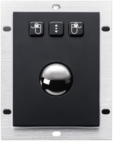 Embedded Mechanical Trackball Mouse USB PS2 Panel Mount 38mm Metal Rollerball Industrial Pointing Device(USB Interface,Black)