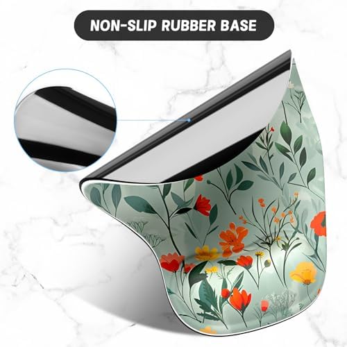 ITNRSIIET Ergonomic Mouse Pad Coaster Set with Gel Wrist Support Wrist Rest Smooth Surface Non-Slip PU Base Comfortable Office Supplies Pain Relief, 9.5 x 8.3 inches, Beautiful Flowers