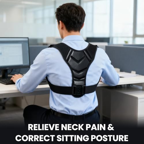 Posture Corrector for Men & Women,back posture corrector for men,posture brace,back straightener posture corrector,Adjustable Upper Back Shoulder Brace, Back Straightener for Neck, Spine Alignment, Improve Posture, Comfortable & Breathable,S/M