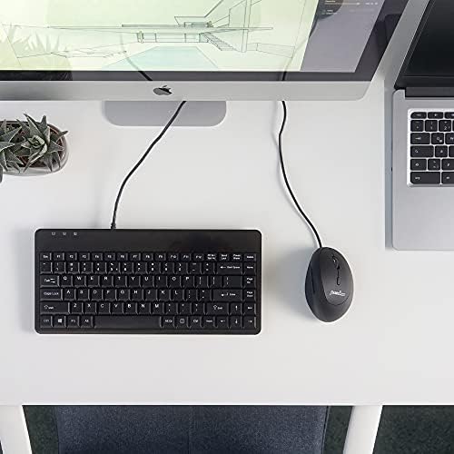 Perixx PERIMICE-519 Wired Ergonomic Vertical Mouse - Portable Small Design - 105x67x58 mm - Right Handed Black