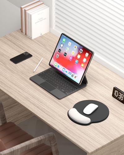 Auhoahsil Ergonomic Mouse Pad with Wrist Rest, Comfortable Silicone Non-Slip Computer Pain Relief Gel Mouse Mat with Wrist Support for Gaming, Work, Office, Women & Men, Cute Pattern, Gray Beige