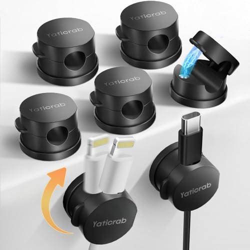 Cable Management Clips, 7-Pack Black Cord Organizers, Desktop Cable Holders Compatible with 0-8mm Wires