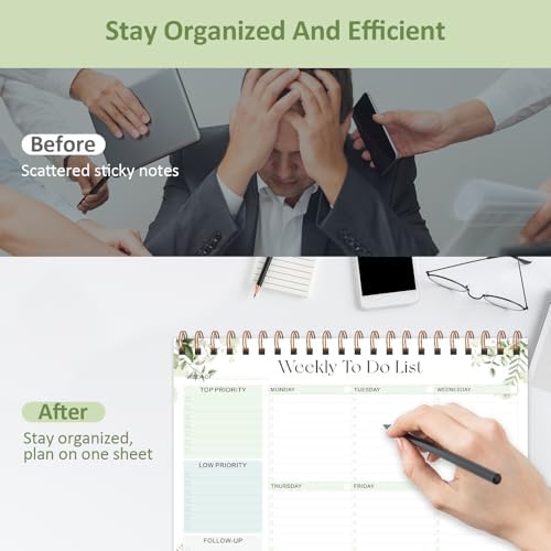 Weekly To Do List Notepad, 52 Sheets, Undated Weekly Planner, Letter Size