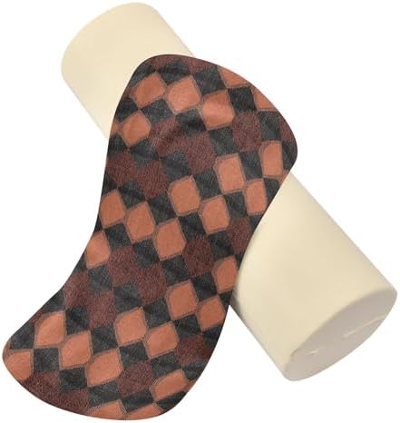 Bolster Pillow Decorative Neck Roll Pillows for Bed Outdoor Round Pillows Small Round Cushion Neck Support Argyle Plaid Darksalmon