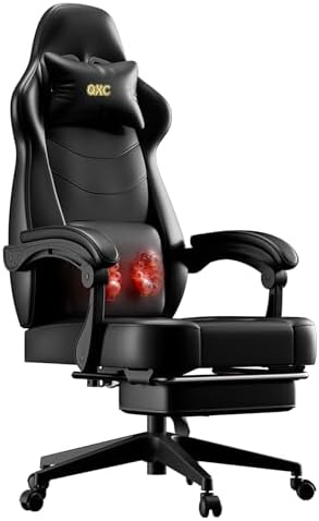Gaming Chair for Adults with Footrest & Shiatsu Massage Lumbar
