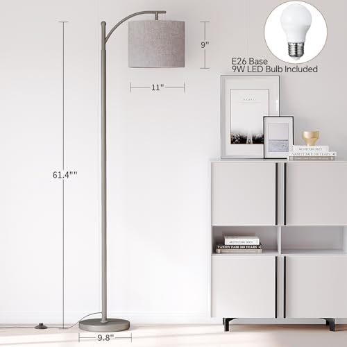 SUNMORY Arc Floor Lamp, Modern Floor Lamp with 9W 3 Color Temperatures Bulb
