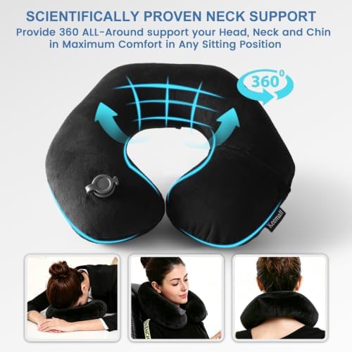 Keemall Inflatable Travel Neck & Shoulder Pillow for Airplanes & Long Trips