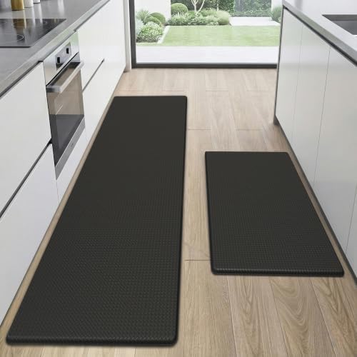 Kitchen Mats for Floor, [2PCS] Anti-Fatigue Kitchen Rugs, Black