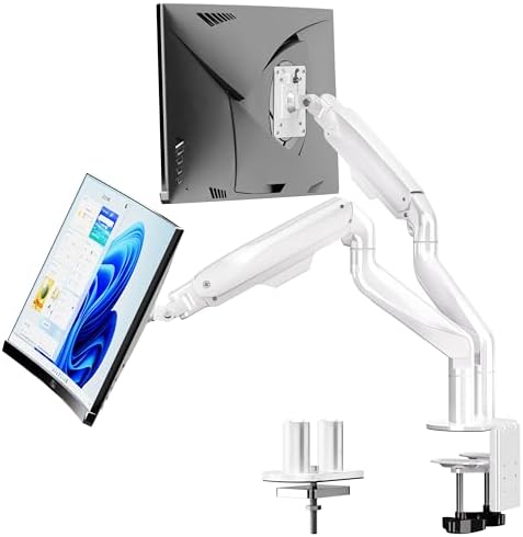 BIZUM Dual Monitor Stand for 17″-42", Heavy Duty Ultrawide Monitor Arm Dual-Monitor Mount VESA Mount with Clamp/Grommet Base, Holds 33.1lbs per Arm, White