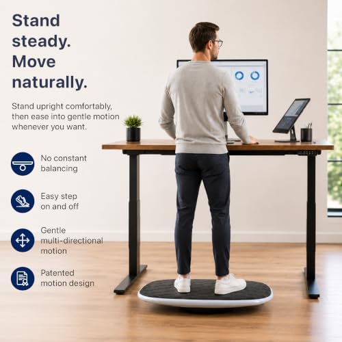 BASE Desk Standing Board - Office Wobble Board for Standing Desk w/ Anti-Fatigue Mat for Improved Posture & Focus Gentle Balance Board Standing Desk