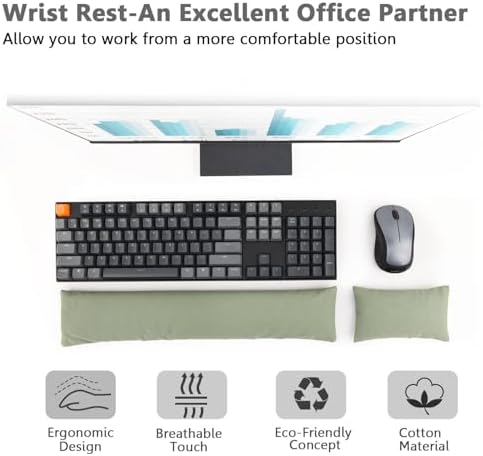 Keyboard Mouse Wrist Rest Bean Bag Set, Ergonomic Wrist Rest for Keyboard and Mouse Filled Ergo Beads, for Laptop, Desktop Computer (Keyboard and Mouse Wrist Support Set)