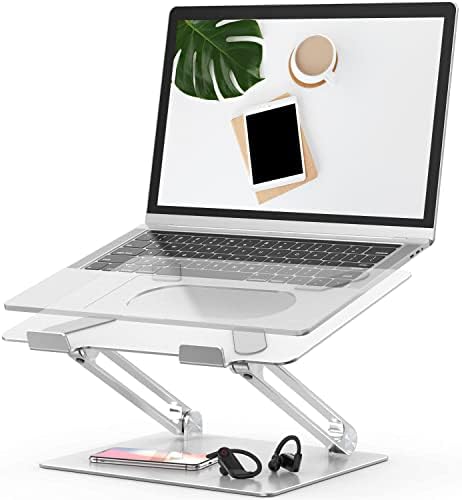 Adjustable Laptop Riser, Ergonomic Aluminum Stand with Heat-Vent, Compatible for MacBook, Dell, HP & More 10-17" Laptops (Silver)