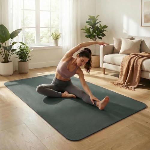 Large Yoga Mat 6'x 4'（72”x 48”）—1/4" &1/3" Extra Wide Exercise Mat 183cm x 122cm Large Exercise Mat Big Home Yoga Mat Pilates Mat,Non Slip,Thick,TPE Workout Mat,for Women & Men, Yoga, Pilates, Gym and Floor Workouts Pilates